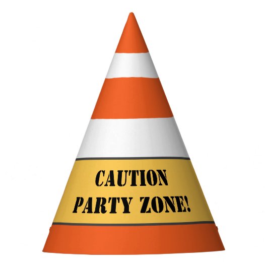 「警告パーティーゾーン」建築をテーマにした誕生日 パーティーハット (正面)