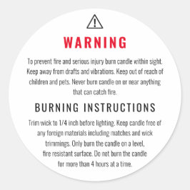 警告ラベル・燃焼注意事項 キャンドル製品ラベル ラウンドシール