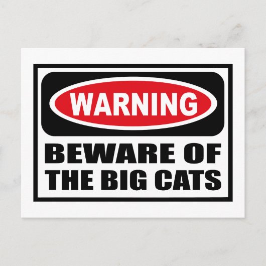 警告大きな猫葉書に用心 ポストカード (正面)
