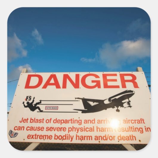 警告標識セント・マーテン空港近く スクエアシール (正面)