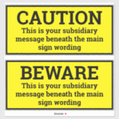 警告標識- Two Black & Yellow Signスタンプ シール (シート)