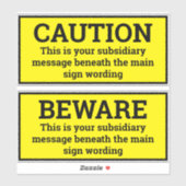 警告標識- Two Black & Yellow Signスタンプ シール (シート)