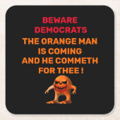 警告民主党 スクエアペーパーコースター (正面)