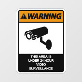 警告：このエリアは24時間監視中 ショップ ウィンドウサイン (シート)