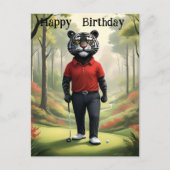 警告: ゴルフをする虎、誕生日 ポストカード (正面)
