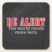 警告 スクエアペーパーコースター (正面)