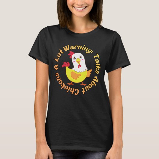 警告：ニワトリの話が長すぎる - 面白い  Tシャツ (正面)