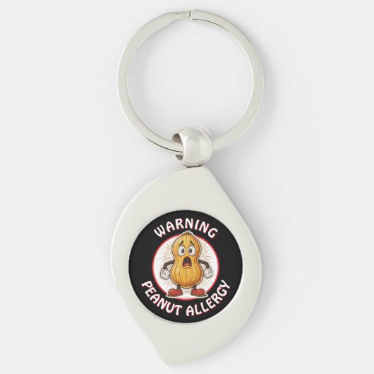 警告：ピーナッツアレルギー注意 キーホルダー (正面)