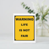 警告 〜 人生は公平ではない 〜 パロディ警告サイン ポストカード (スタンド正面)