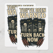 警告：今すぐ引き返せ - ユーモアたっぷりのハロウィン警告メッセージ 招待状 (正面/裏面)