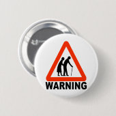 警告-年配の交差 缶バッジ (正面&裏面)