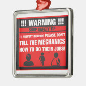 警告-整備士の店の安全先端 メタルオーナメント (左)