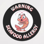 警告 深刻な海鮮アレルギーアラートボタン ラベル (デザイン2)