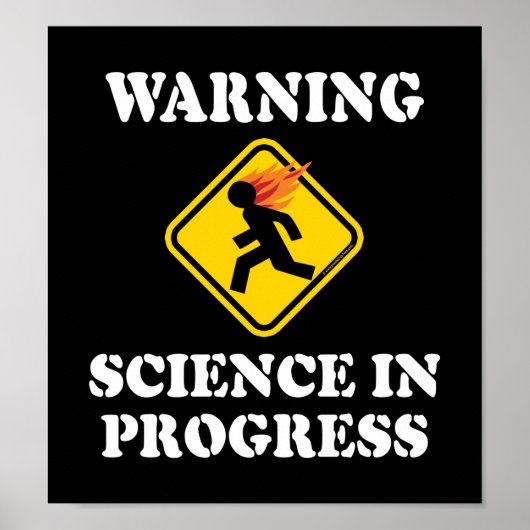 警告 科学実験中 サイン 面白い科学者 (正面)