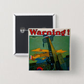 警告! 缶バッジ (正面&裏面)
