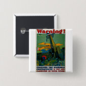 警告! 缶バッジ (正面&裏面)