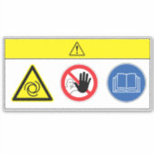 警告/装置が自動的にラベル付けを開始 シール (正面)