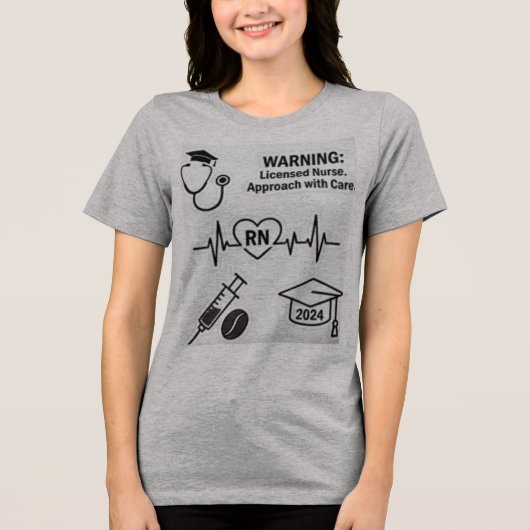 警告:認定看護師 - RN 卒業 2026 看護師 トライブレンドTシャツ (正面)