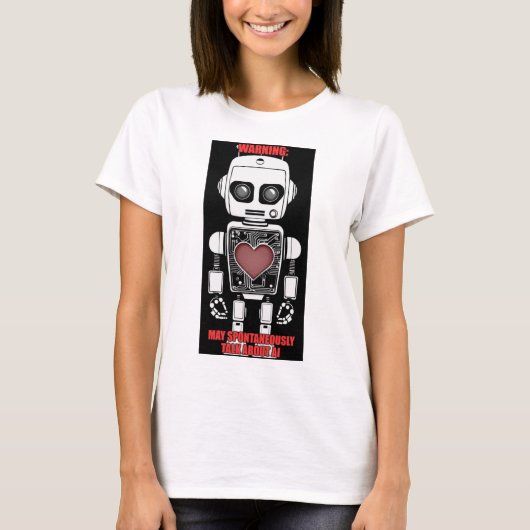 警告:AIについて話す可能性あり 女性用 ホワイト Tシャツ (正面)