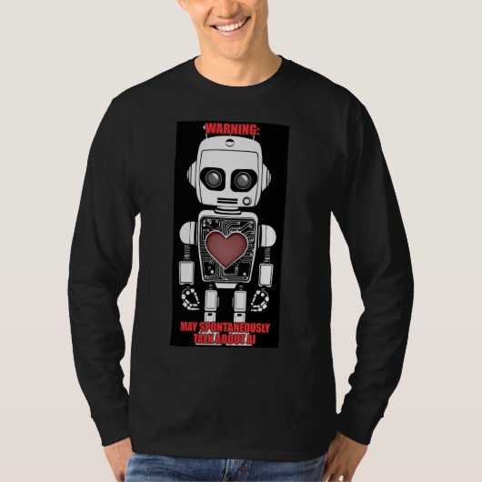警告:AIについて話す可能性があります Men's Black ロングスリーブ Tシャツ (正面)