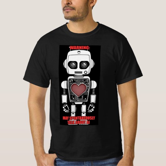 警告:AIについて話す可能性があります Men's Black Tシャツ (正面)