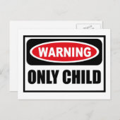 警告 ONLY CHILD ポストカード (正面/裏面)