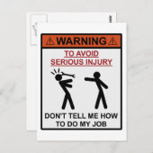 警告s – 私の仕事のやり方を教えないで ポストカード (正面/裏面)