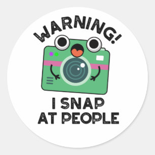 警告s I Shap At People おもしろい Camera Pun ラウンドシール