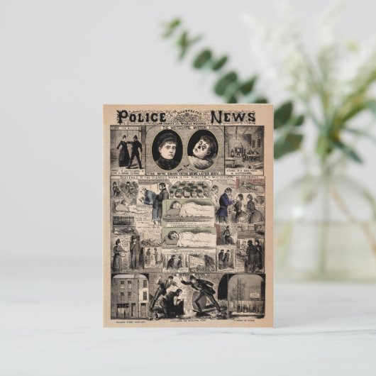 警図解入りの、写真付きの察ニュースJack the Ripper ポストカード (スタンド正面)