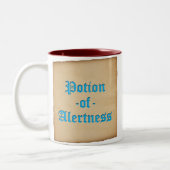 警報のマグ(古い英語、羊皮紙)の一服 ツートーンマグカップ (左)