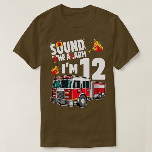 警報を鳴らすキッズファイアートラック12th誕生日パーティー tシャツ (デザイン正面)