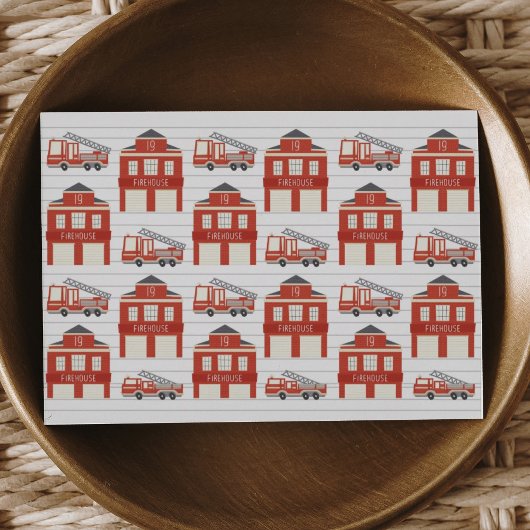 警報を鳴らす消防車の誕生日パーティーの写真 サンキューカード