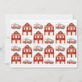 警報を鳴らす消防車の誕生日パーティーの写真 招待状 (裏面)