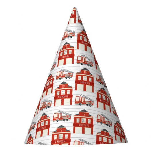 警報を鳴らす消防車誕生日 パーティーハット (正面)
