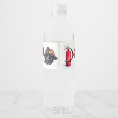 警報を鳴らす赤い消防車の男の子の赤いシャワー ペットボトルラベル (裏面)