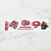 警報を鳴らす赤い消防車の男の子の赤いシャワー ペットボトルラベル (シングルラベル)