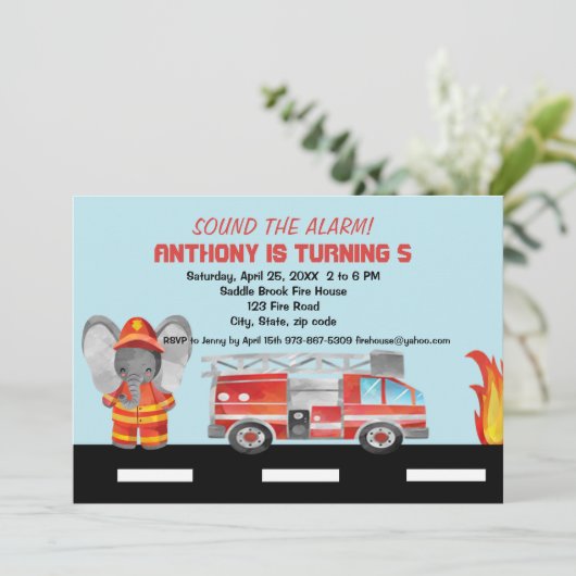 警報を鳴らす!ファイアファイター誕生日招待状 招待状 (スタンド正面)