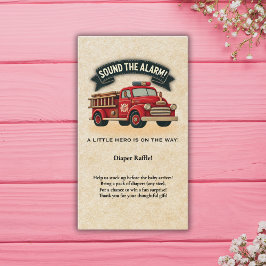警報を鳴らす！ヴィンテージ消防車の赤ちゃんシャワー エンクロージャーカード