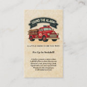 警報を鳴らす!ヴィンテージ消防車の赤ちゃんシャワー エンクロージャーカード (正面)