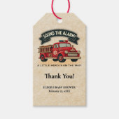 警報を鳴らす!ヴィンテージ消防車の赤ちゃんシャワー ギフトタグ (正面)