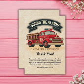 警報を鳴らす!ヴィンテージ消防車の赤ちゃんシャワー サンキューカード
