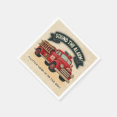 警報を鳴らす！ヴィンテージ消防車の赤ちゃんシャワー スタンダードカクテルナプキン (角)