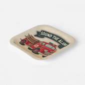 警報を鳴らす！ヴィンテージ消防車の赤ちゃんシャワー ペーパープレート (傾斜あり)