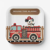 警報を鳴らす！消防車モダンの赤ちゃんシャワー ペーパープレート (正面)