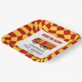 警報トラックの市松模様に誕生日を鳴らす ペーパープレート (傾斜あり)