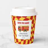 警報トラックの市松模様に誕生日を鳴らす 紙コップ (正面)