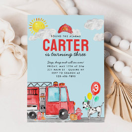 警報トラック消防士の誕生日 招待状