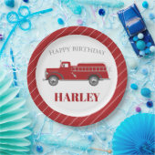 警報トラック誕生日パーティーを任意の年齢で鳴らす ペーパープレート (パーティー)