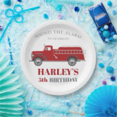 警報トラック誕生日パーティーを任意の年齢で鳴らす ペーパープレート (パーティー)