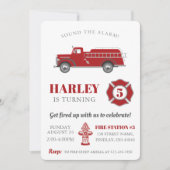 警報トラック誕生日パーティーを任意の年齢で鳴らす 招待状 (正面)